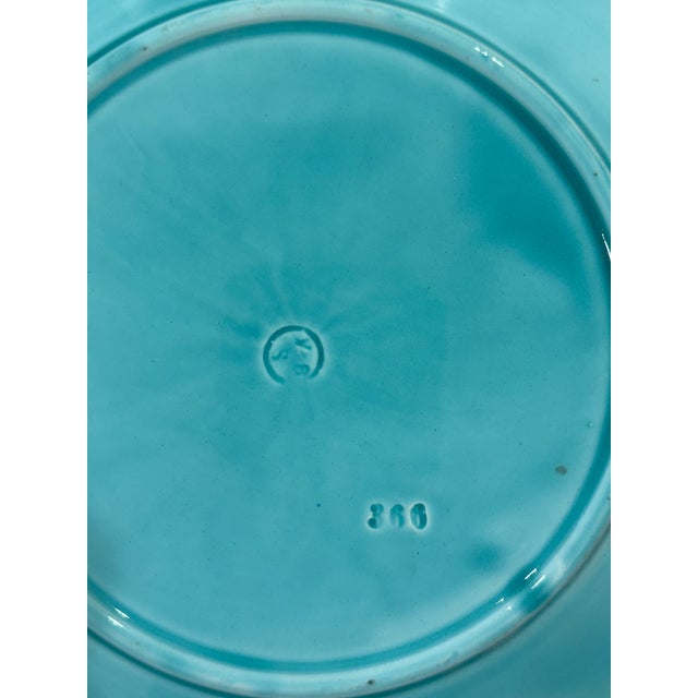 Turquoise Late 19th Century Antique Majolica Grapevine Plates by Villeroy & Boch - A Pair For Sale - Image 8 of 13