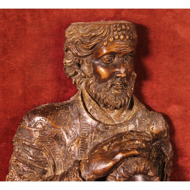 A superb walnut wood carving, executed with great skill, depicting Saint Bartholomew, circa 1600 from Italy The work...