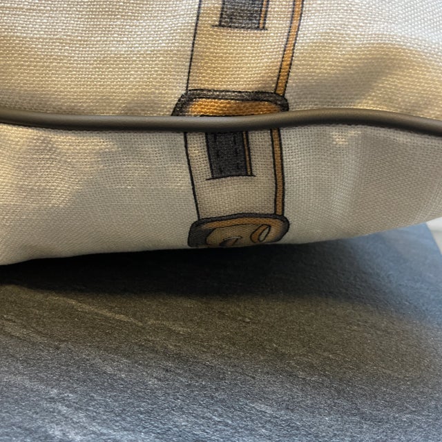 Cream Contemporary Equestrian Themed Custom Pillows- a Pair For Sale - Image 8 of 12