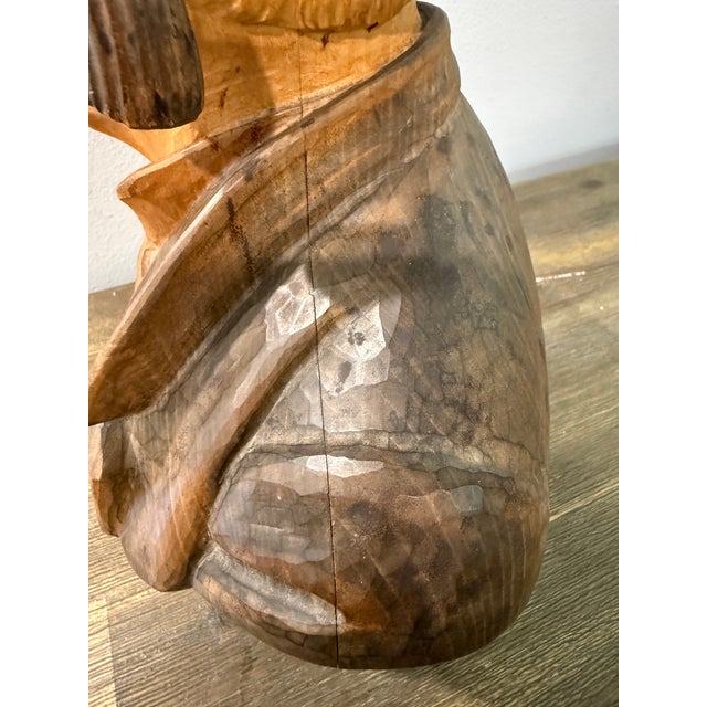 Vintage Hans Huggler Wyss Wood Carved Bust Old Man - Unsigned For Sale In Los Angeles - Image 6 of 18