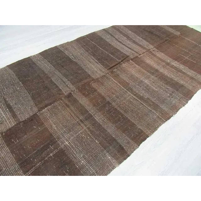 Vintage Handwoven Brown Kilim Rug - 6'4" x 12'4" For Sale - Image 4 of 6