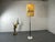 Mid-Century Modernist Italian Floor lamp with marble base and original Japanese decor, silk shade, and beautiful brass...