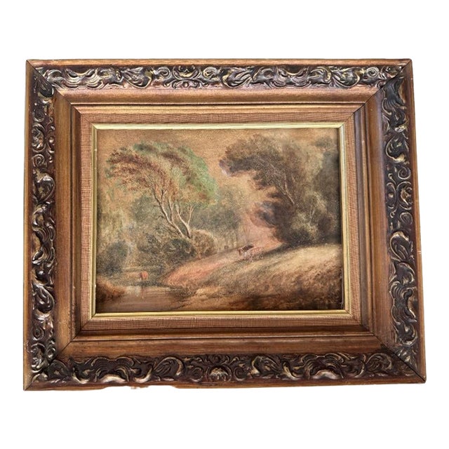 Antique French Magical Realism Original Watercolor, Framed For Sale