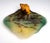 Large, diamond-shaped vide-poche from pâte de verre in sea green to light yellow, with brown meltings depicting branches,...