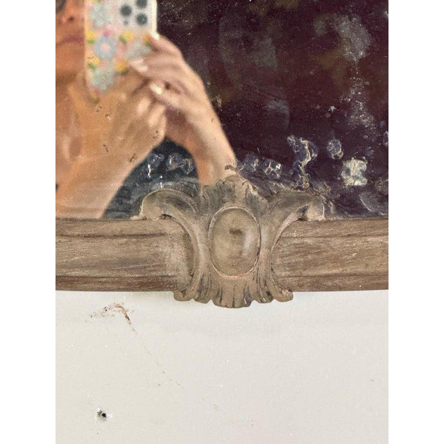 19th Century 19th Century French Carved Wood Wall Mirror With Cherub Crest For Sale - Image 5 of 9