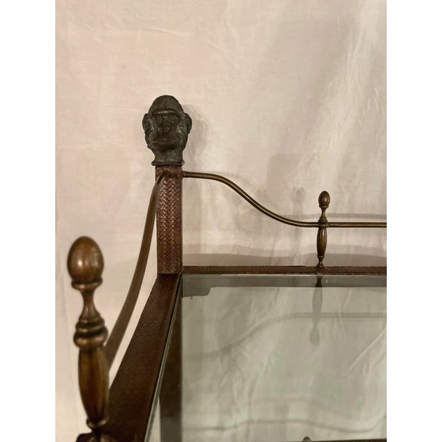 Hollywood Regency Figural Monkey Étagère With Bronze Sculptural Details, Attributed to Maitland-Smith For Sale In Nashville - Image 6 of 12