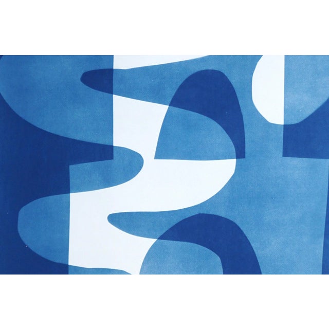 Mid-Century Modern 2025, Desert Modernism Cyanotype Monotype on Watercolor Paper, Blue and White "Cloudy Night", Handmade Monotype Cyanotype on Paper by Kind of Cyan For Sale - Image 3 of 8