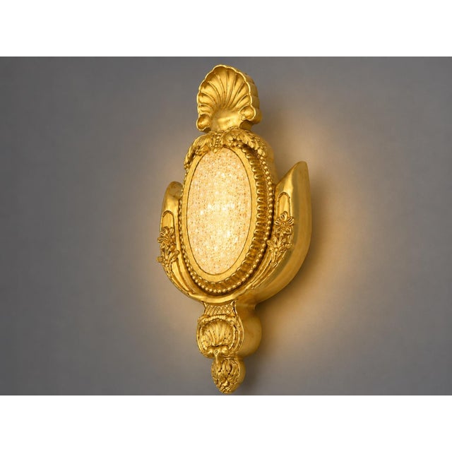 1970s French Maker Louis XVI Gold Bronze Wall Lamps Sconces-Pair For Sale - Image 11 of 13