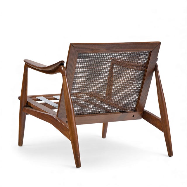 Brown Lawrence Peabody for Richardson Nemschoff Mid Century Ebonized Walnut and Cane Lounge Chairs - Pair For Sale - Image 8 of 12