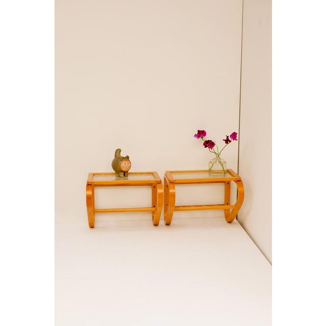 Scandinavian Bentwood and Glass Bedside Tables from Gemla, 1920s, Set of 2 For Sale - Image 8 of 16