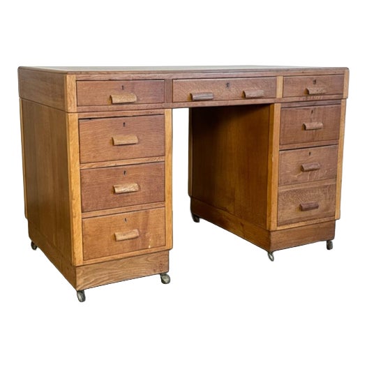 Art Deco Double Pedestal Desk, 1930s For Sale
