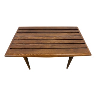 Mid-Century Modern Walnut Slatted Bench - Refinished! For Sale