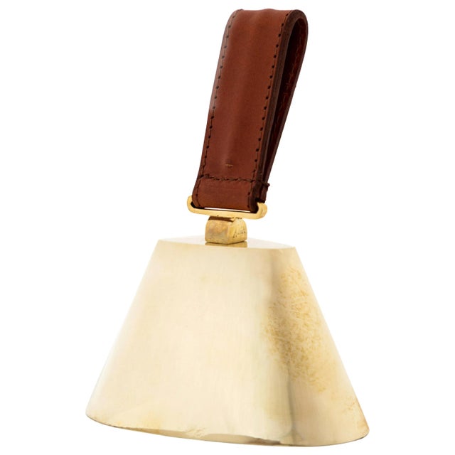 Carl Auböck Model #3603L Large Brass and Leather Bell For Sale - Image 10 of 10