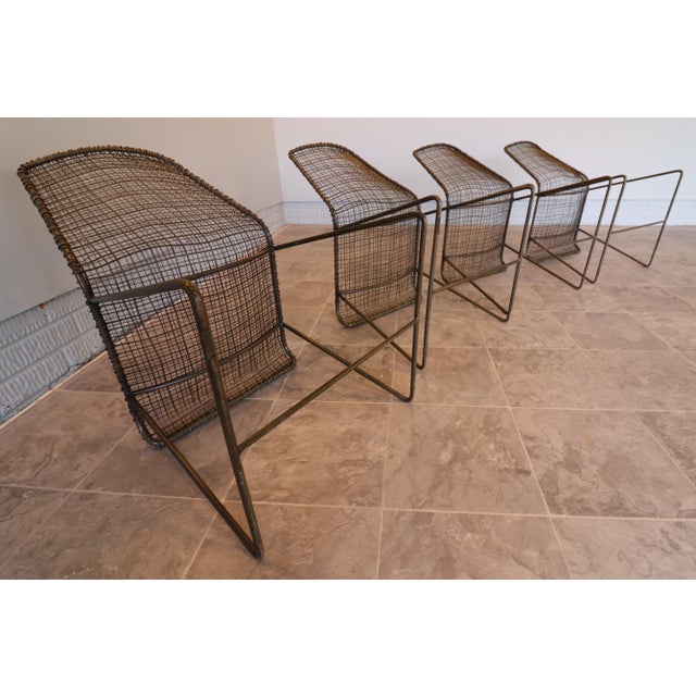 Late 20th Century Sonoma Wire Mesh Chairs With Sled Bases, Set of 4 For Sale - Image 10 of 14