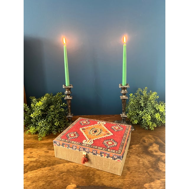 1970s Vintage Turkish Kilim Rug Upholstery Box For Sale - Image 4 of 12