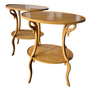 Empire Side Tables with Swan Decor, Italy, Mid-1900s, Set of 2 For Sale