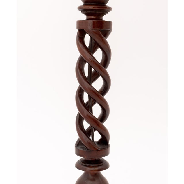 Wood Jacobean Style Mahogany Barley Twist Lamps, 2 For Sale - Image 7 of 7