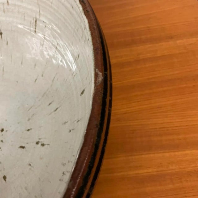 Oversized Studio Pottery Bowl With Earth-Toned Glaze - Mid Century For Sale - Image 10 of 18