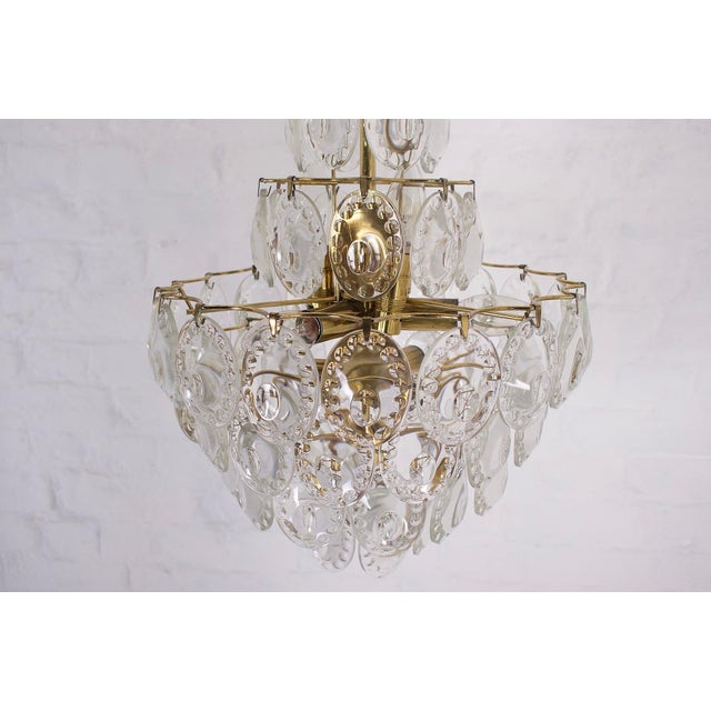 Midcentury Modern Chandelier in Brass and Crystal, 1970s For Sale - Image 9 of 12