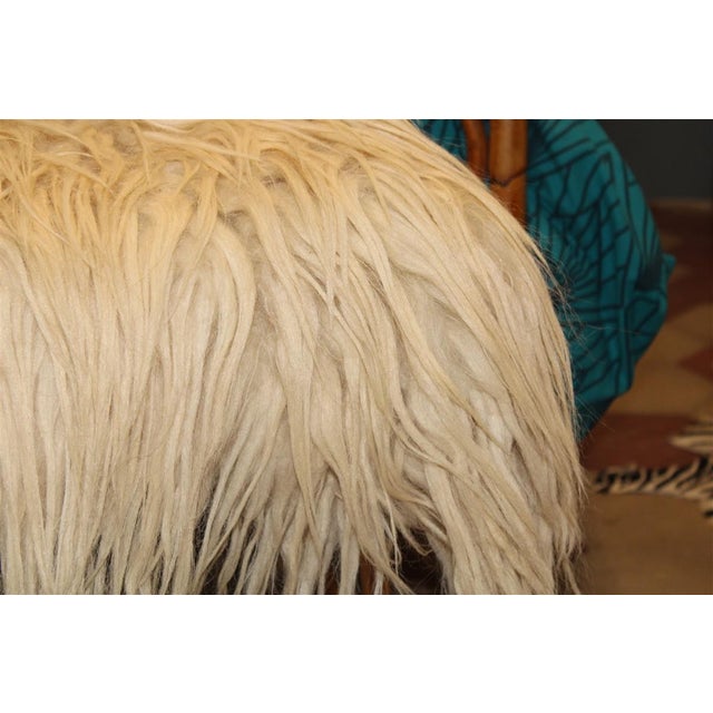 1950s Bench with Brass Feet and Sheeps Wool, Italy, 1950s For Sale - Image 5 of 8