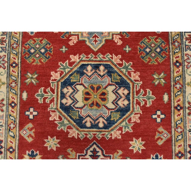 Red Kazak Runner 2’9” X 6’6” Red Wool Tribal Hand-Knotted Oriental Rug For Sale - Image 8 of 12