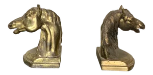 Antique Bronze Horse Head Bookends/Figures - a Pair
