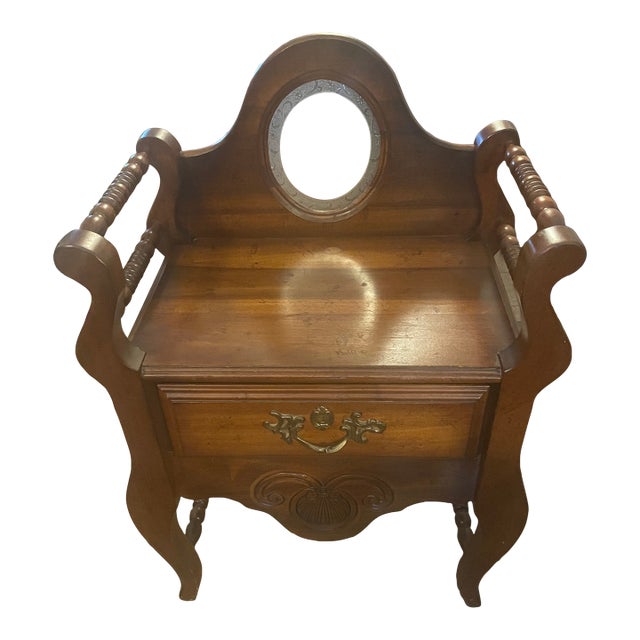 Vintage Washstand With Beveled Mirror and Drawer For Sale