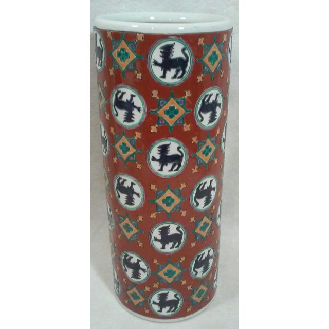 Burnt Umber Chinoiserie Foo Dog Porcelain Vase For Sale - Image 8 of 8