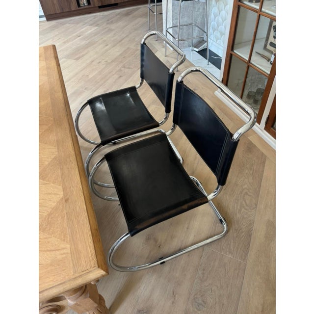 Black Leather Chairs by Ludwig Mies van der Rohe, 1960s, Set of 2 For Sale - Image 13 of 16