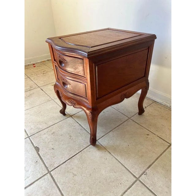 Vintage French Rococo Style Solid Teak 2 Drawer Nightstand. For Sale In Washington DC - Image 6 of 12