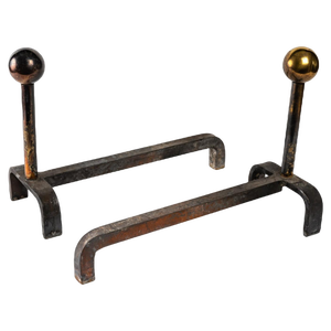 Cast Iron and Brass Chenets, 1960s, Set of 2