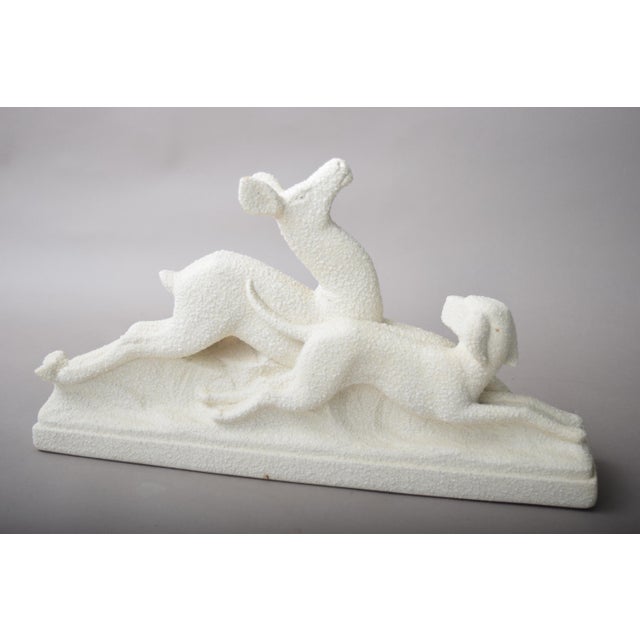 Art Deco Ceramic Deer and Dog Sculpture from ODYV, France, 1930s For Sale - Image 9 of 10