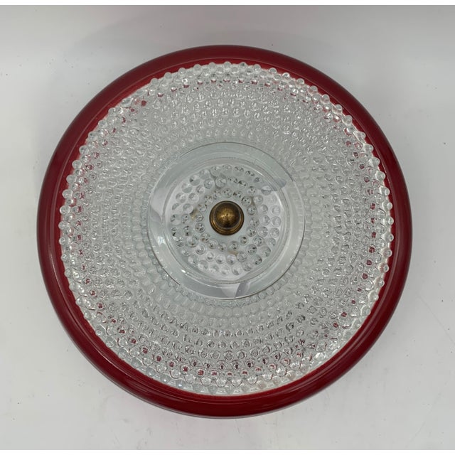 Red Ceiling Lamps in Glass and Metal, Italy, 1960s, Set of 2 For Sale - Image 3 of 6