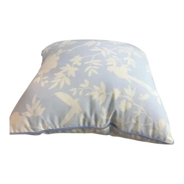 Pair of Pale Blue & Ivory Chinoiserie Bird 20'' Pillows For Sale - Image 4 of 5