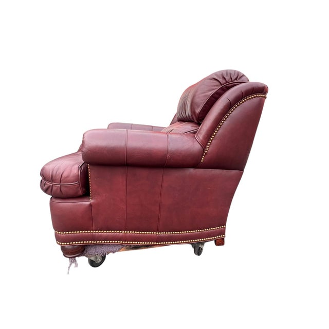 Hancock Moore Pair Austin High Back Lounge Chairs and 1 Ottoman Nailhead Trim For Sale - Image 12 of 18