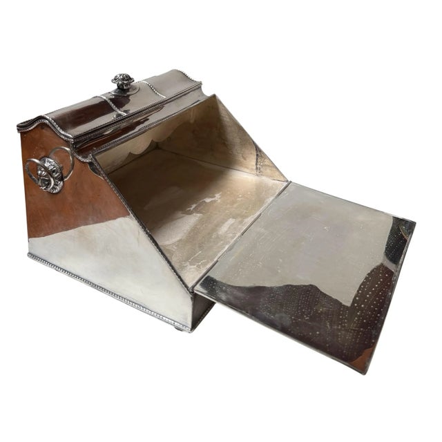 Traditional Antique Silver Inkwell & Document Box For Sale - Image 3 of 6