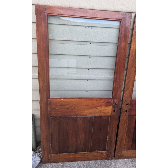 Mid-Century Modern Vintage Teak Sailboat French Doors No Hardware Wooden Ship Salvage Maritime 50"h For Sale - Image 3 of 4