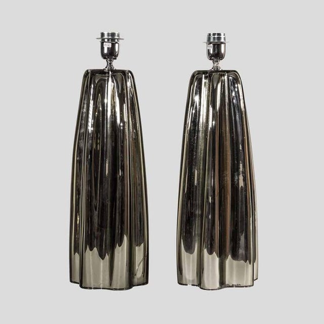 Fluted Mirrored Murano Glass Table Lamps from Alberto Donà, Set of 2 For Sale - Image 11 of 11