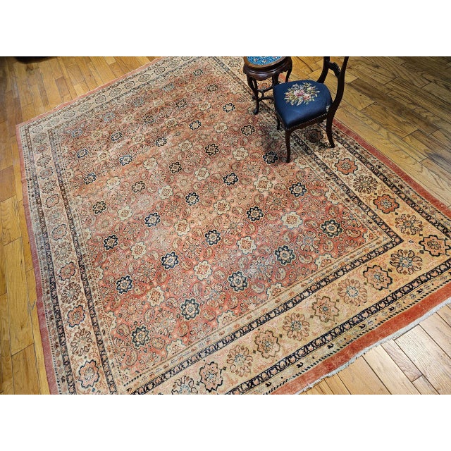 Vintage Mahal Sultanabad Rug, Hand-Knotted Wool, Geometric Pattern, 10x14, Pale Pink & Ivory For Sale - Image 10 of 10