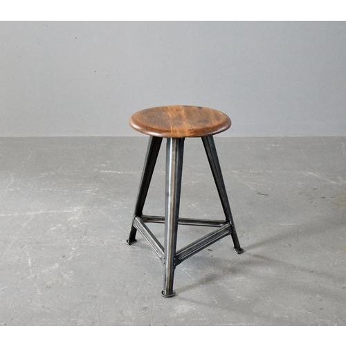 Gold Industrial Factory Stool by Rowac, 1930s For Sale - Image 8 of 8