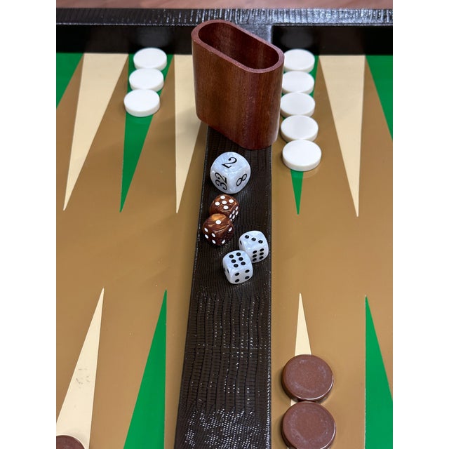 Textile Mid 20th Century Faux Snakeskin Game Table with Removable Top For Sale - Image 7 of 18