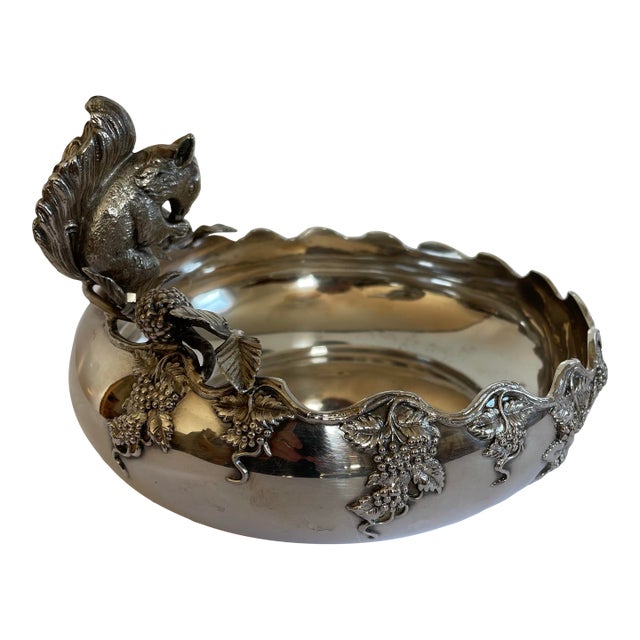 Antique E.G.Webster Silver Plate Squirrel Nut Dish For Sale