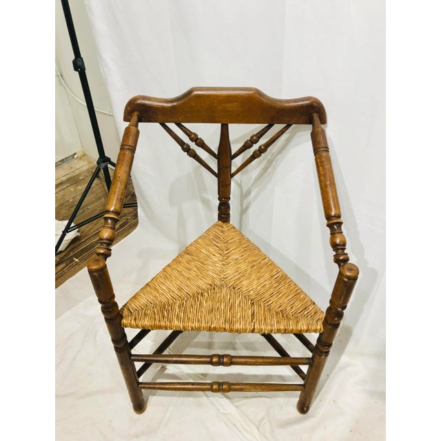 Mid 19th Century Mid 19th Century Antique Wooden Spindle Chair With Rush Seat For Sale - Image 5 of 8