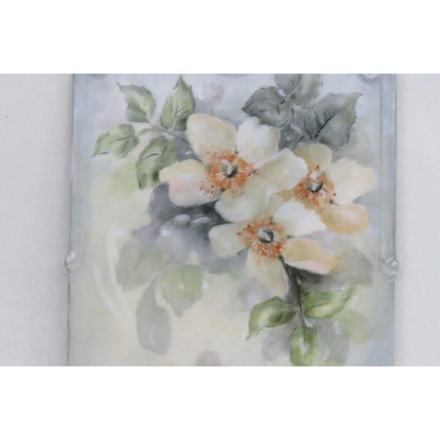 Blue Ceramic Cutting Board Signed 1998 Hand Painted Blue With Yellow Flowers 3706b For Sale - Image 8 of 10