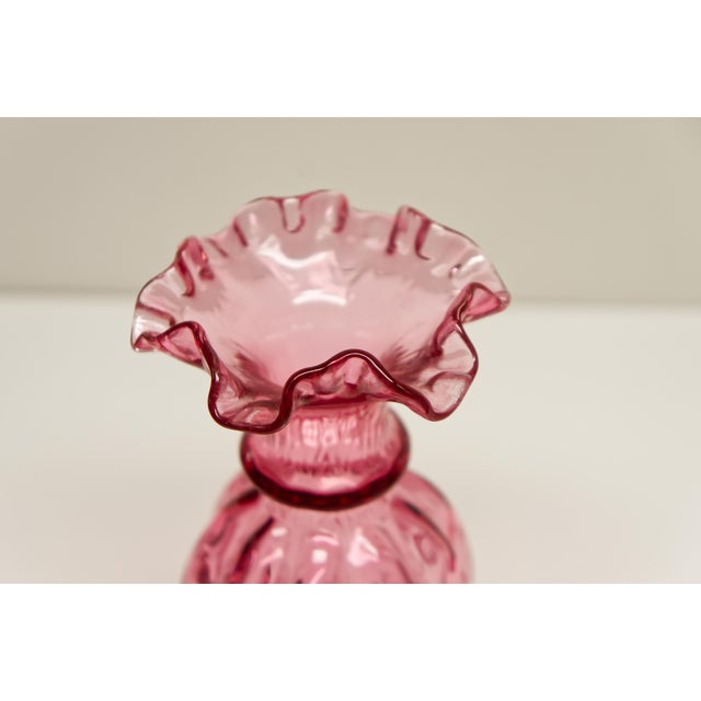 Mid 20th Century Fenton Diamond Optic Cranberry Ruby Glass Vase For Sale - Image 5 of 5