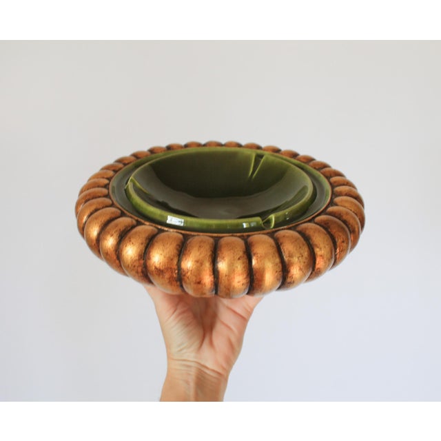 California Pottery Mid Century Anthony Freeman McFarlin California Pottery Gold Leaf Ashtray For Sale - Image 4 of 7