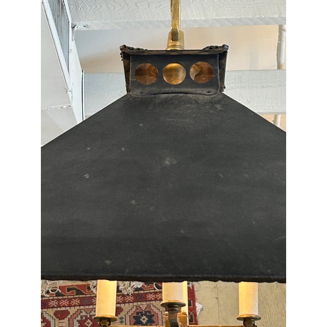Black Industrial Graphite Metal Chandelier With Mirrored Interior and 4 Lights For Sale - Image 8 of 8
