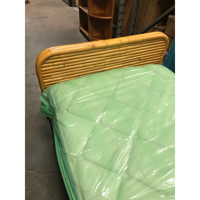 1940s Pair of Mid-Century Restored 1948 Stacked Rattan Bed Twin - Bed Frames Only For Sale - Image 5 of 6