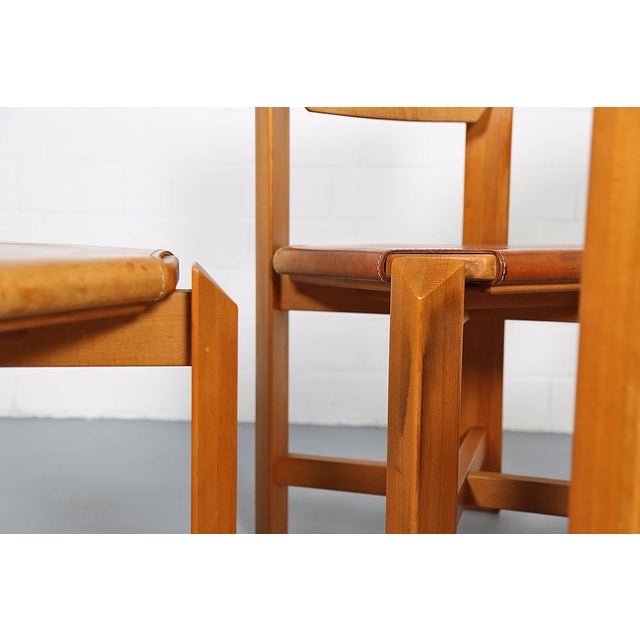Dining Chairs in Beech & Cognac Leather by Pierre Chapo, 1960s, Set of 4 For Sale - Image 14 of 18