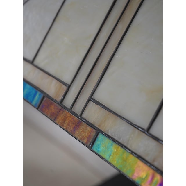 2010s Stickley Harvey Ellis Mission Oak Slag Glass Lamp For Sale - Image 5 of 11